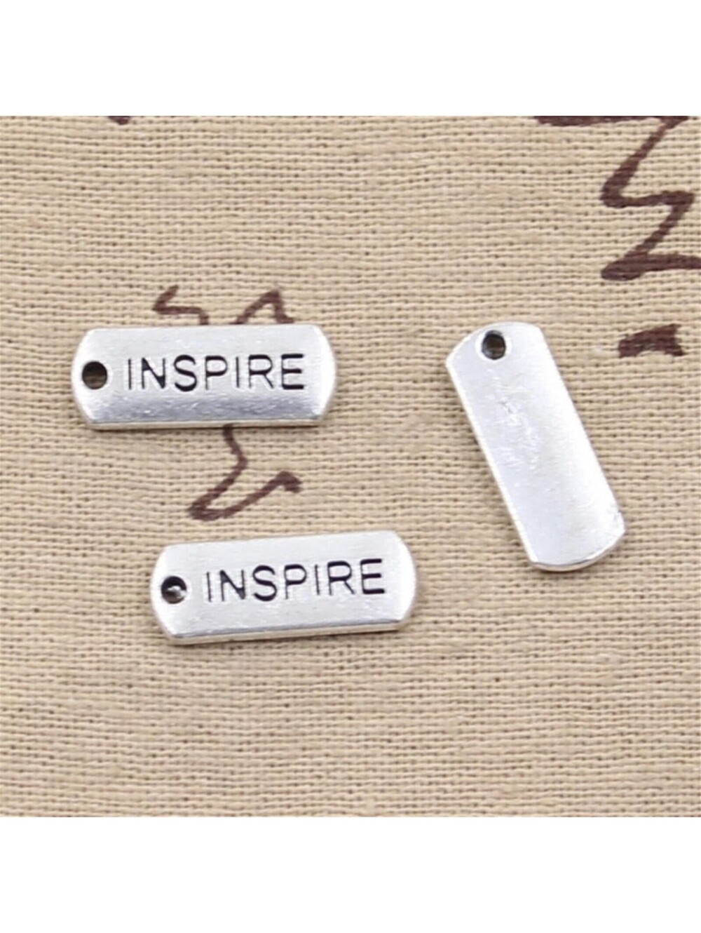 Inspirational Inspire Message Word Charms Pendants Silver Tone Metal 5 pcs